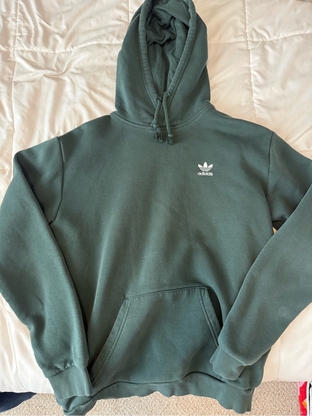 Unisex Adidas Dark Green Trefoil Pullover Hoodie